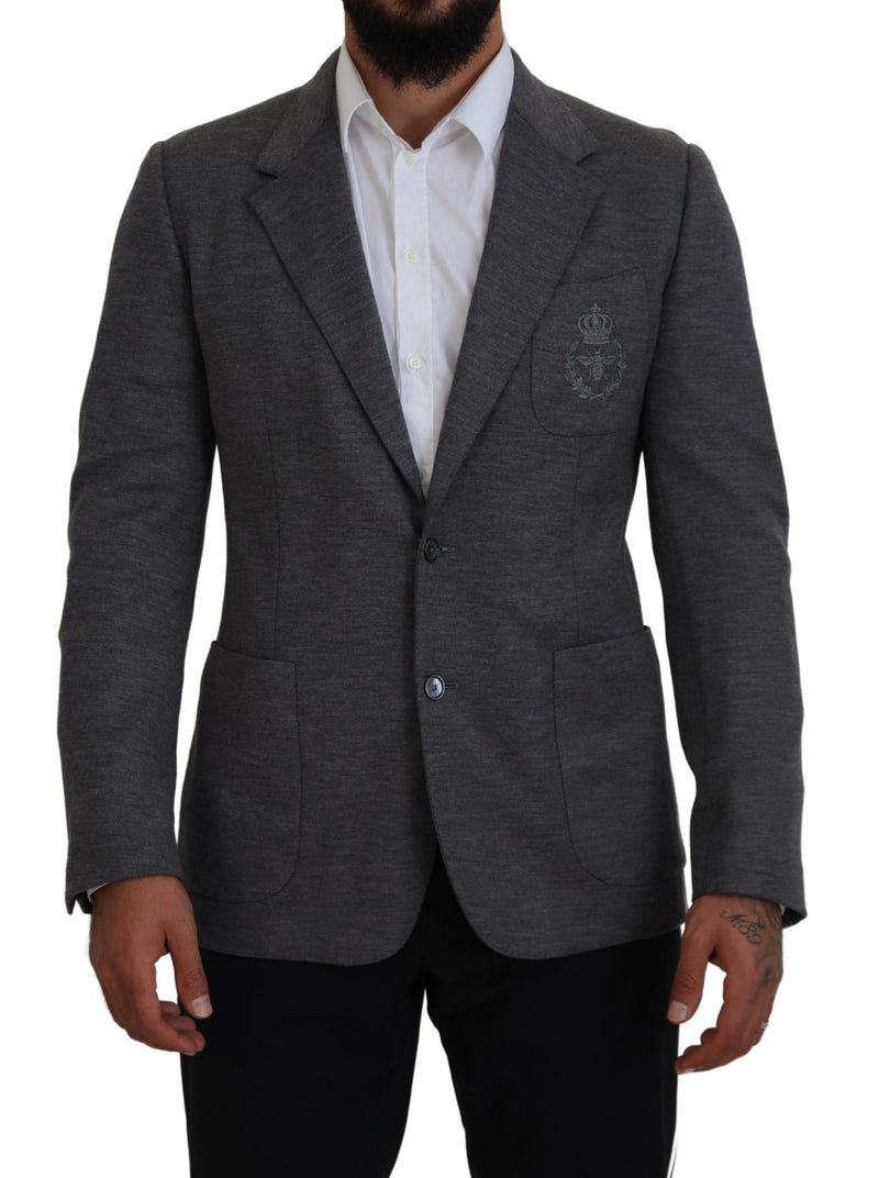 Dolce &amp; Gabbana grijze wollen stretch slim fit blazer