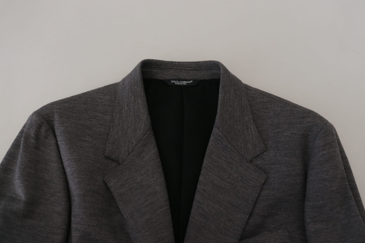 Blazer en laine grège extensible à coupe ajustée Dolce &amp; Gabbana