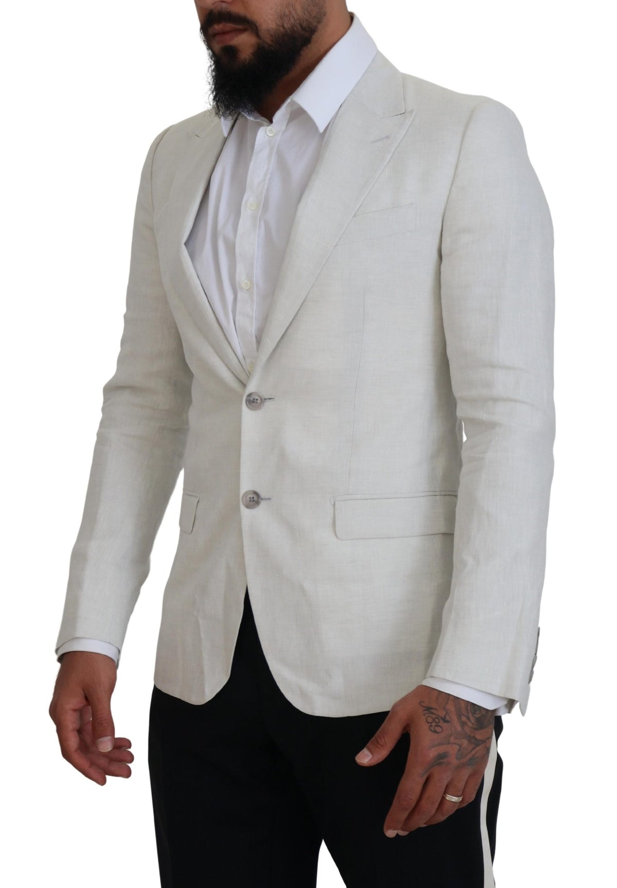Blazer en lin blanc, coupe ajustée, Dolce &amp; Gabbana