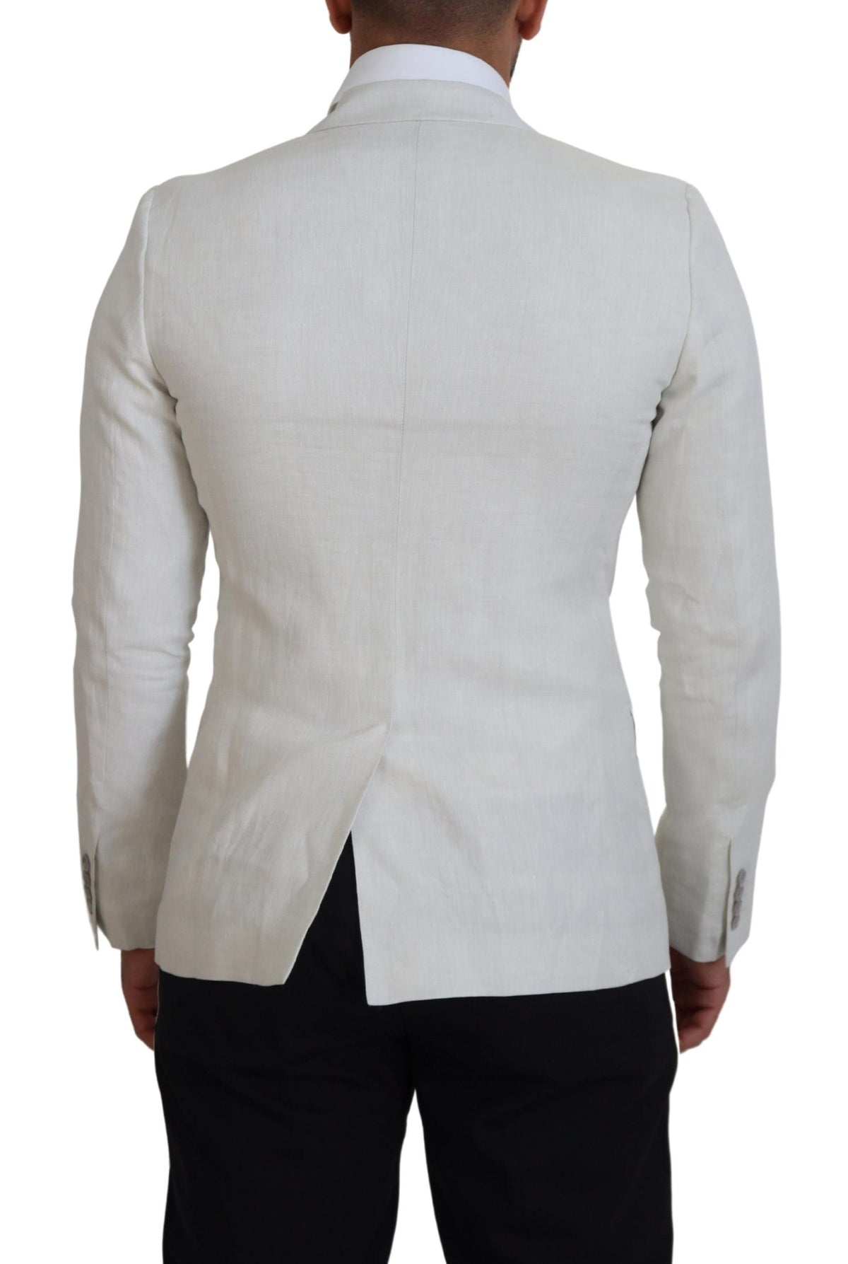 Blazer en lin blanc, coupe ajustée, Dolce &amp; Gabbana