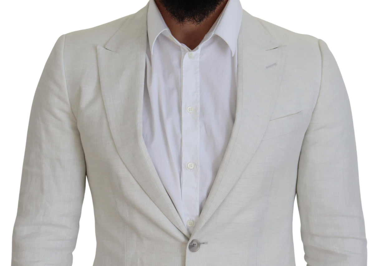 Blazer en lin blanc, coupe ajustée, Dolce &amp; Gabbana
