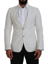 Blazer en lin blanc, coupe ajustée, Dolce &amp; Gabbana