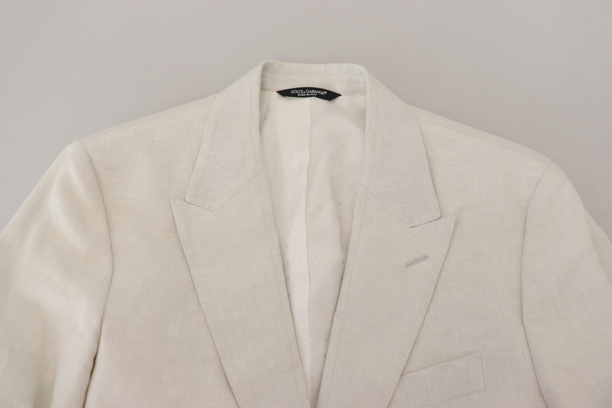 Blazer en lin blanc, coupe ajustée, Dolce &amp; Gabbana