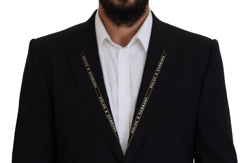 Dolce &amp; Gabbana Blazer en laine stretch noir, coupe slim.