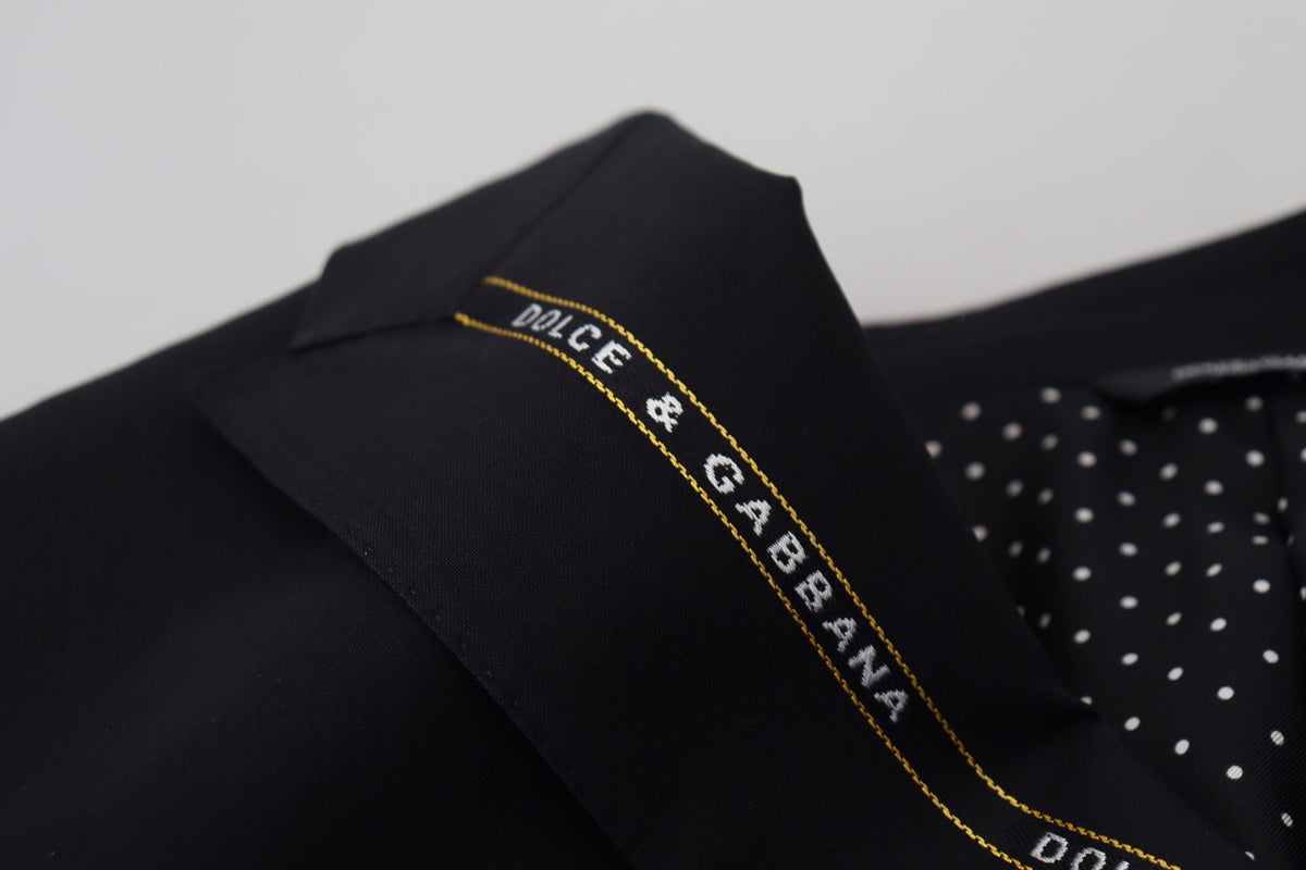 Dolce &amp; Gabbana Blazer en laine stretch noir, coupe slim.