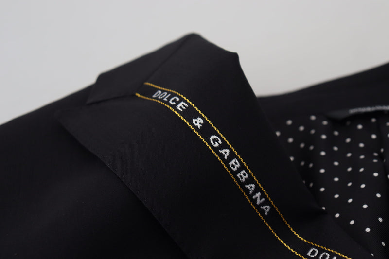 Dolce &amp; Gabbana Blazer en laine stretch noir, coupe slim.