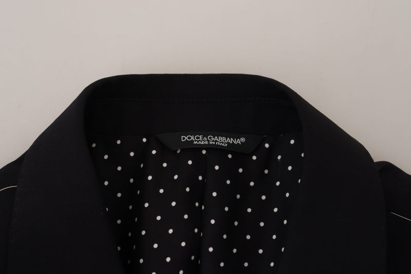 Dolce &amp; Gabbana Blazer en laine stretch noir, coupe slim.