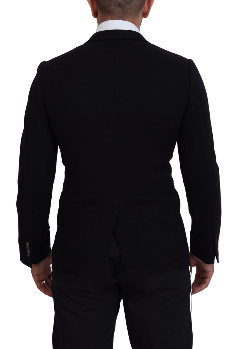 Dolce &amp; Gabbana Blazer Croisé Noir en Laine, Coupe Étroite