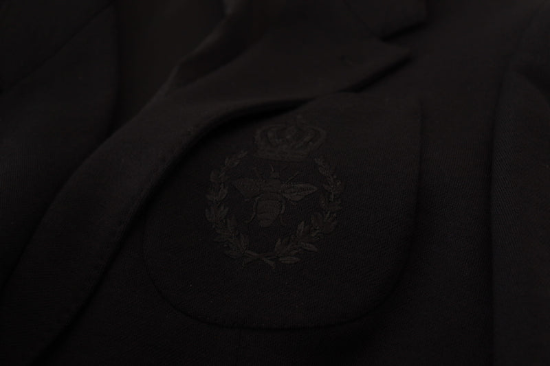 Dolce &amp; Gabbana Blazer Croisé Noir en Laine, Coupe Étroite