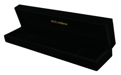 Boîte à bijoux et bracelets en velours noir Dolce & Gabbana avec plaque logo
