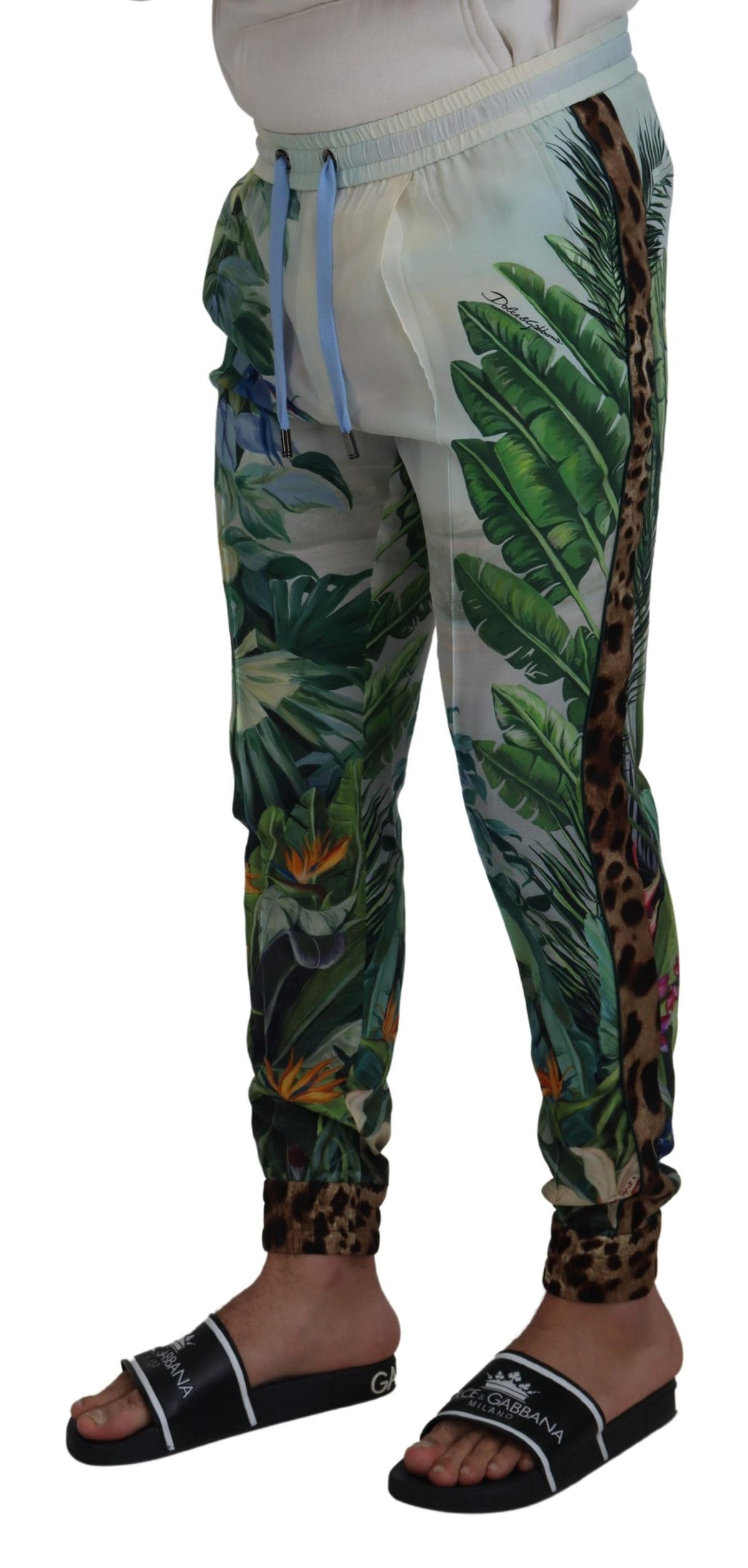 Pantalon de jogging homme blanc à imprimé floral Dolce &amp; Gabbana
