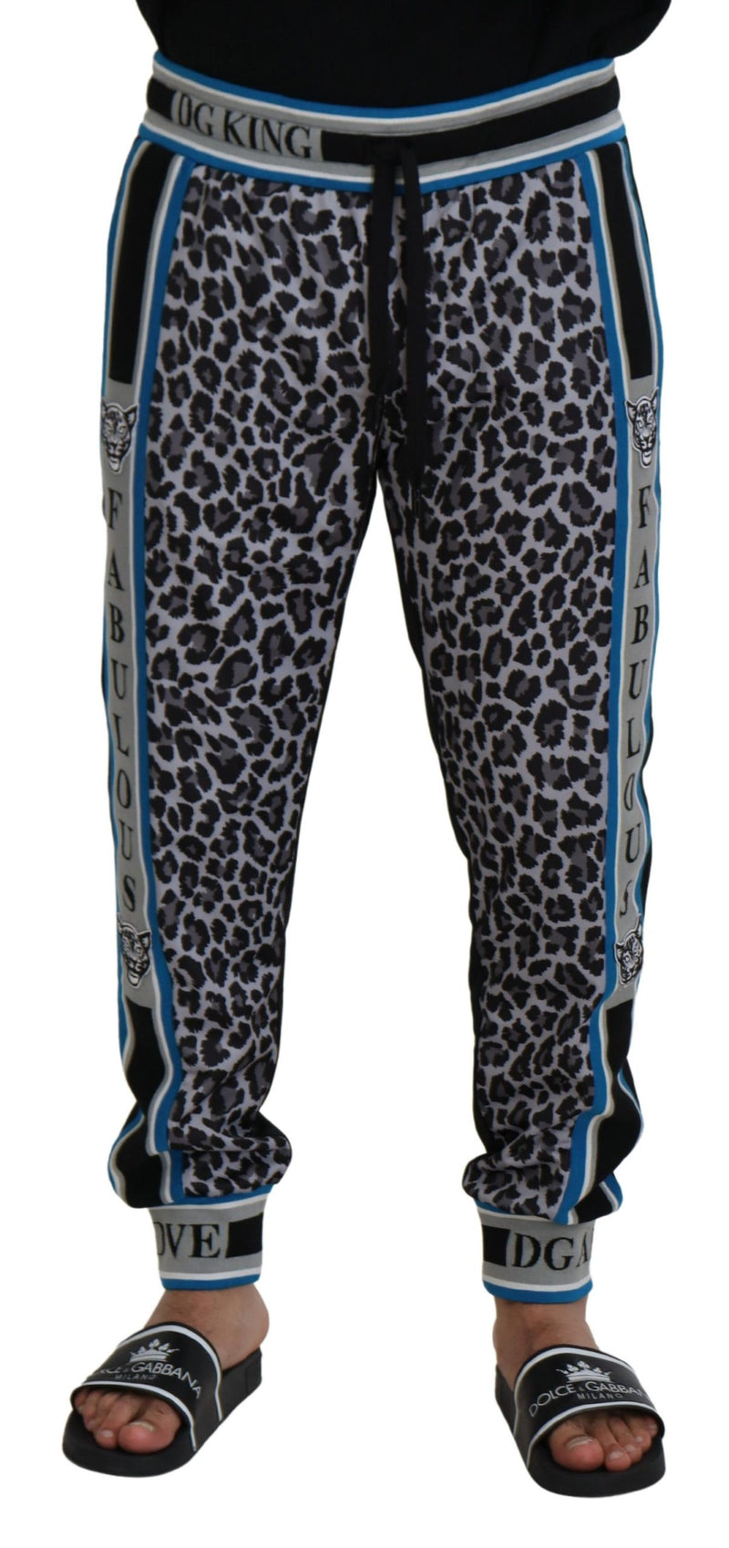 Pantalon de jogging à imprimé léopard DG King multicolore de Dolce &amp; Gabbana