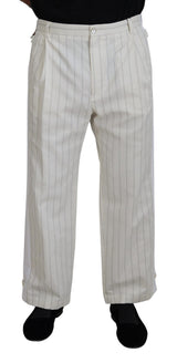 Pantalon habillé rayé en coton blanc de Dolce &amp; Gabbana