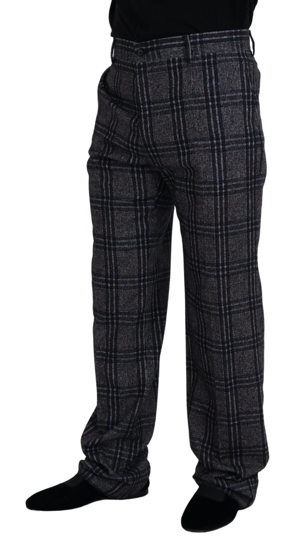Pantalon homme à carreaux gris taille mi-hauteur Dolce &amp; Gabbana