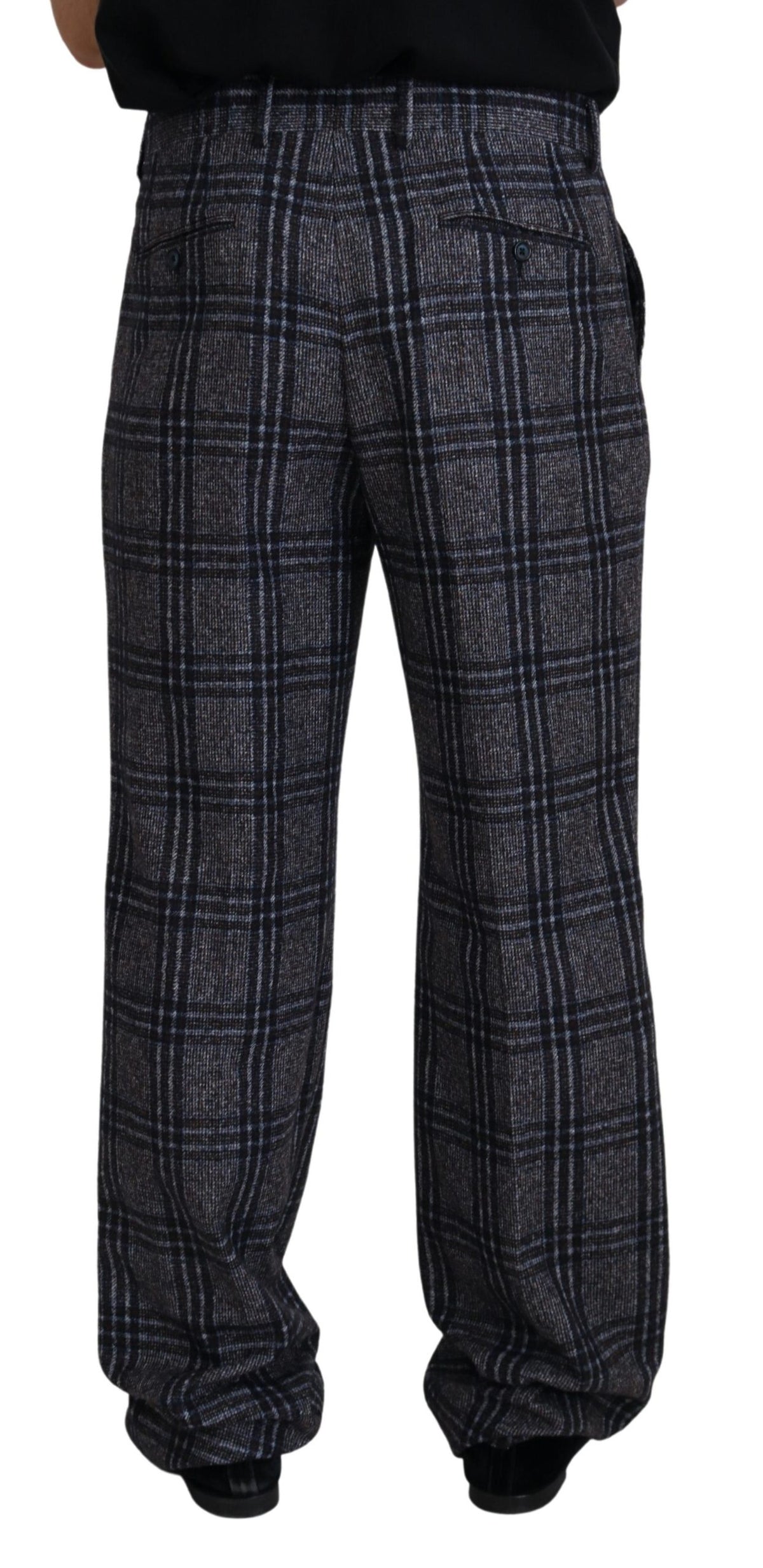 Pantalon homme à carreaux gris taille mi-hauteur Dolce &amp; Gabbana
