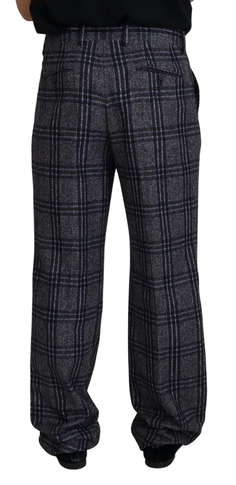 Dolce &amp; Gabbana grijze geruite broek voor heren, middelhoge taille.
