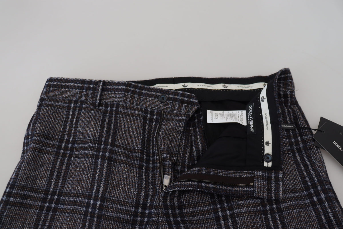 Pantalon homme à carreaux gris taille mi-hauteur Dolce &amp; Gabbana