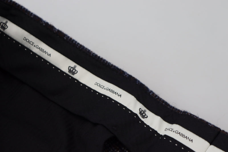 Dolce &amp; Gabbana grijze geruite broek voor heren, middelhoge taille.