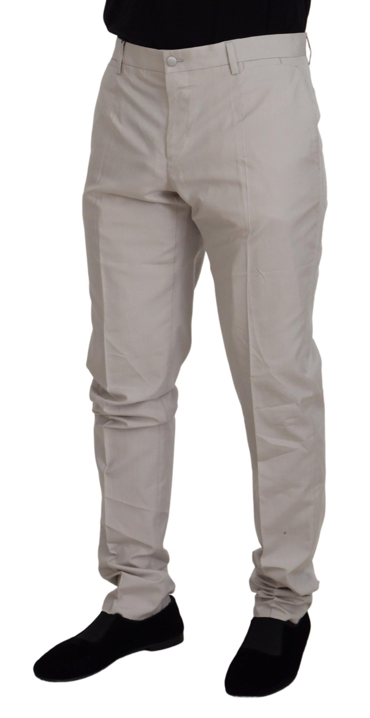 Pantalon chino en soie blanc cassé taille mi-hauteur de Dolce &amp; Gabbana