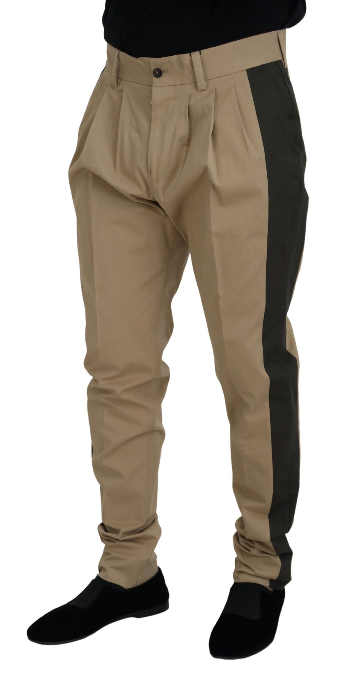 Pantalon chino homme Dolce &amp; Gabbana en coton brun et noir