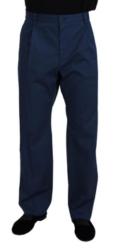 Pantalon droit en coton bleu de Dolce &amp; Gabbana