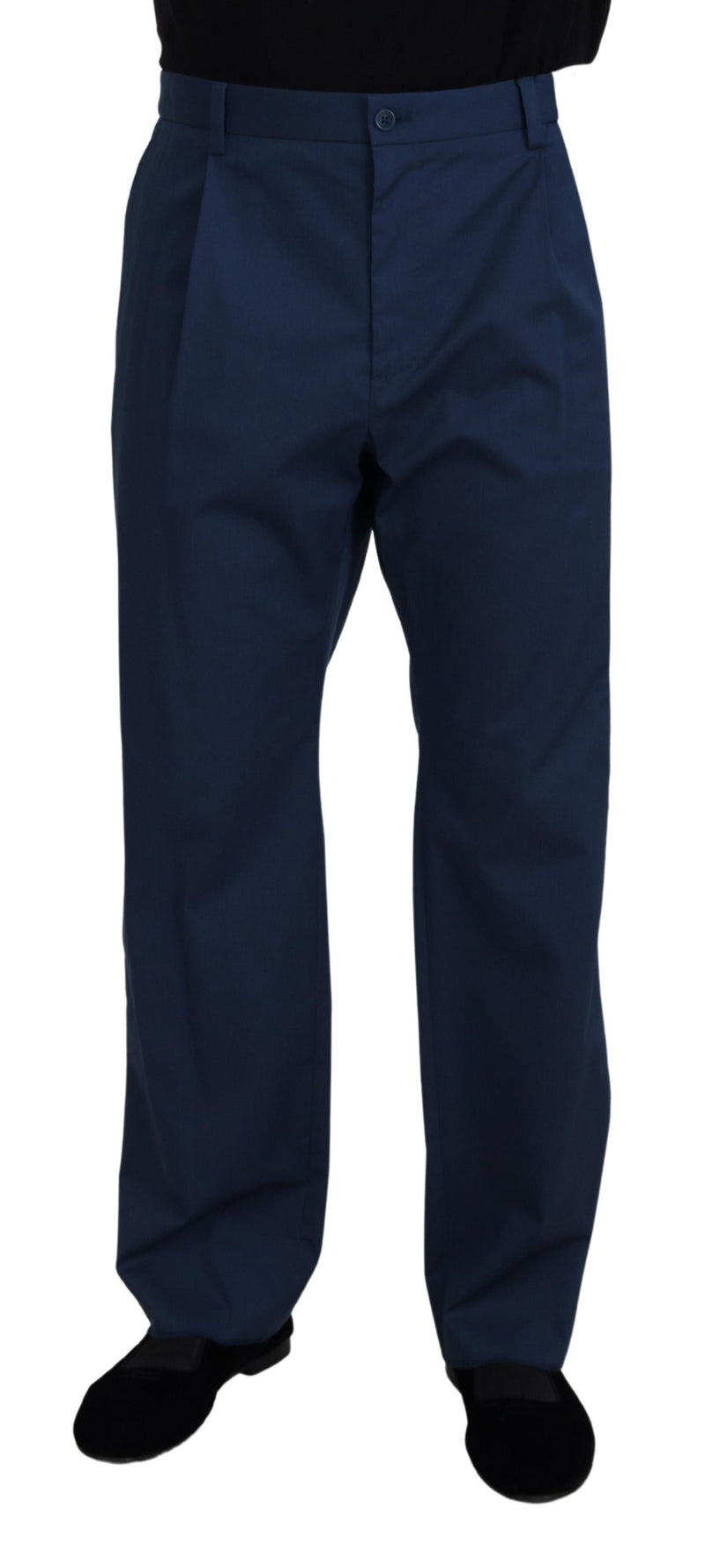 Pantalon droit en coton bleu de Dolce &amp; Gabbana