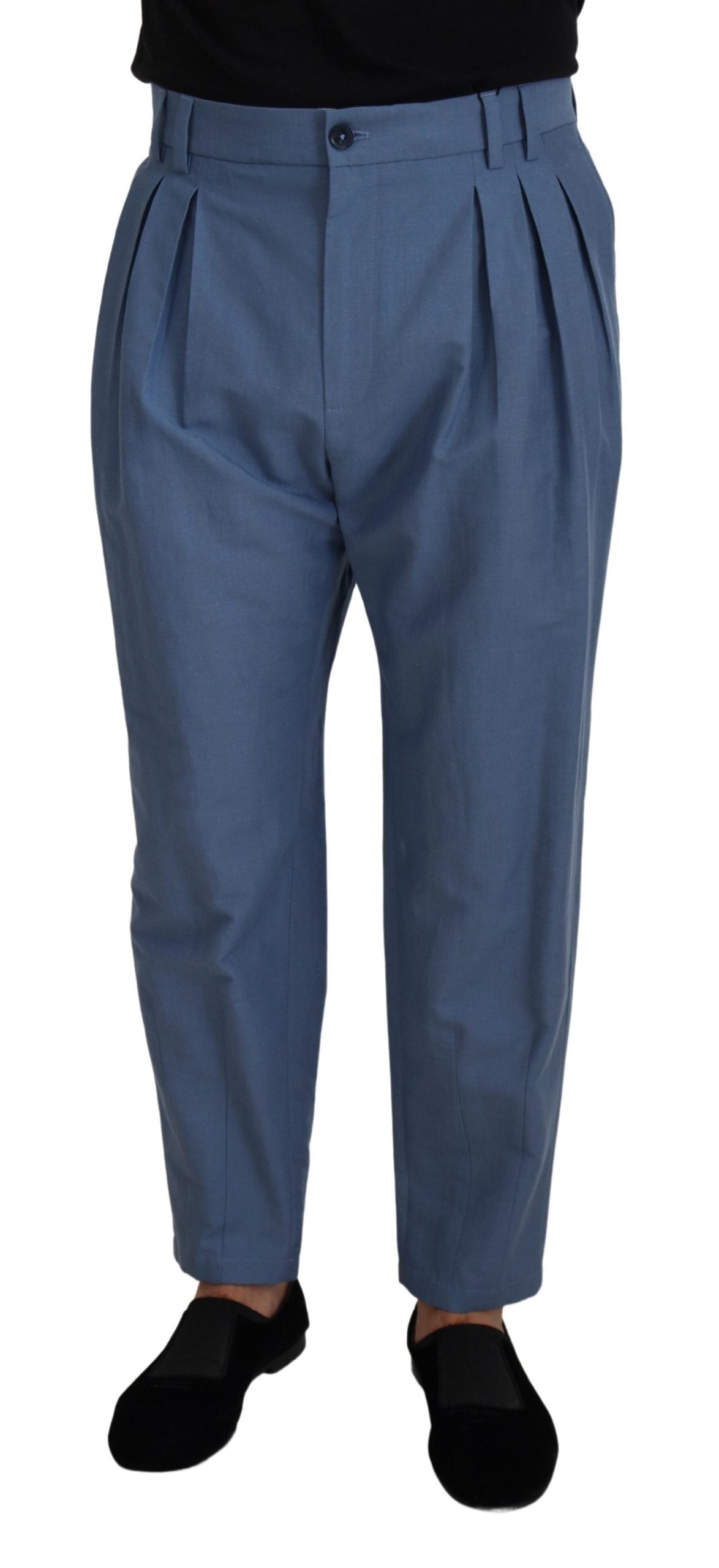 Pantalon Chino Formel en Lin Bleu de Dolce &amp; Gabbana
