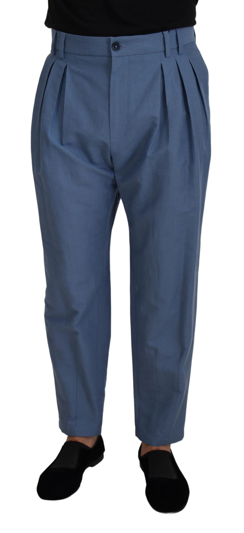 Pantalon Chino Formel en Lin Bleu de Dolce &amp; Gabbana