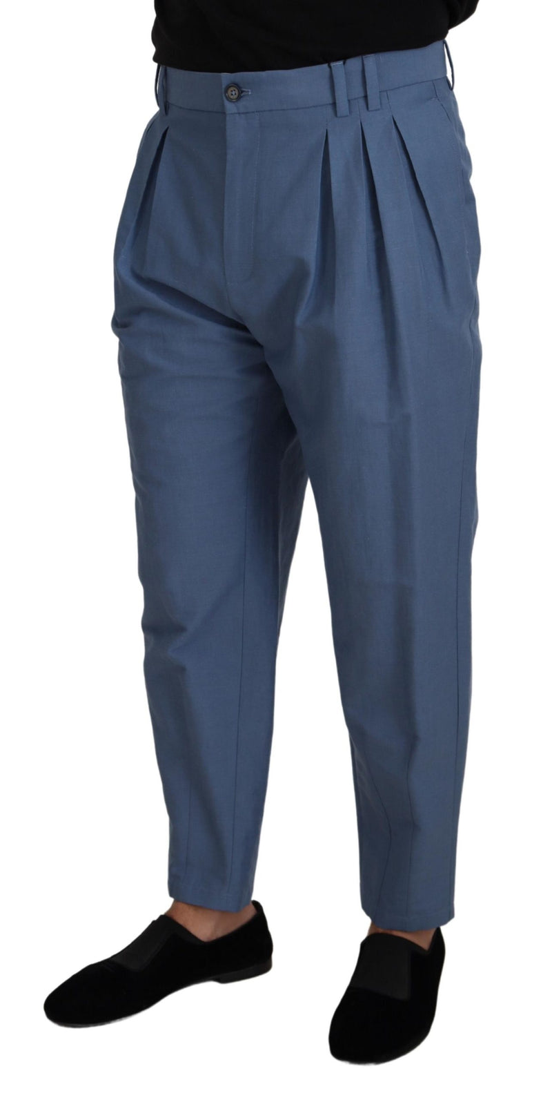 Pantalon Chino Formel en Lin Bleu de Dolce &amp; Gabbana