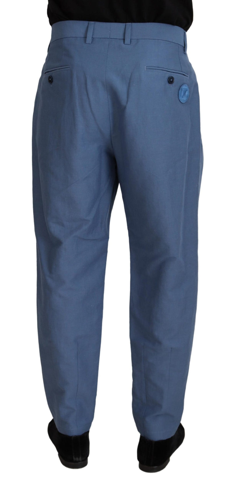 Pantalon Chino Formel en Lin Bleu de Dolce &amp; Gabbana