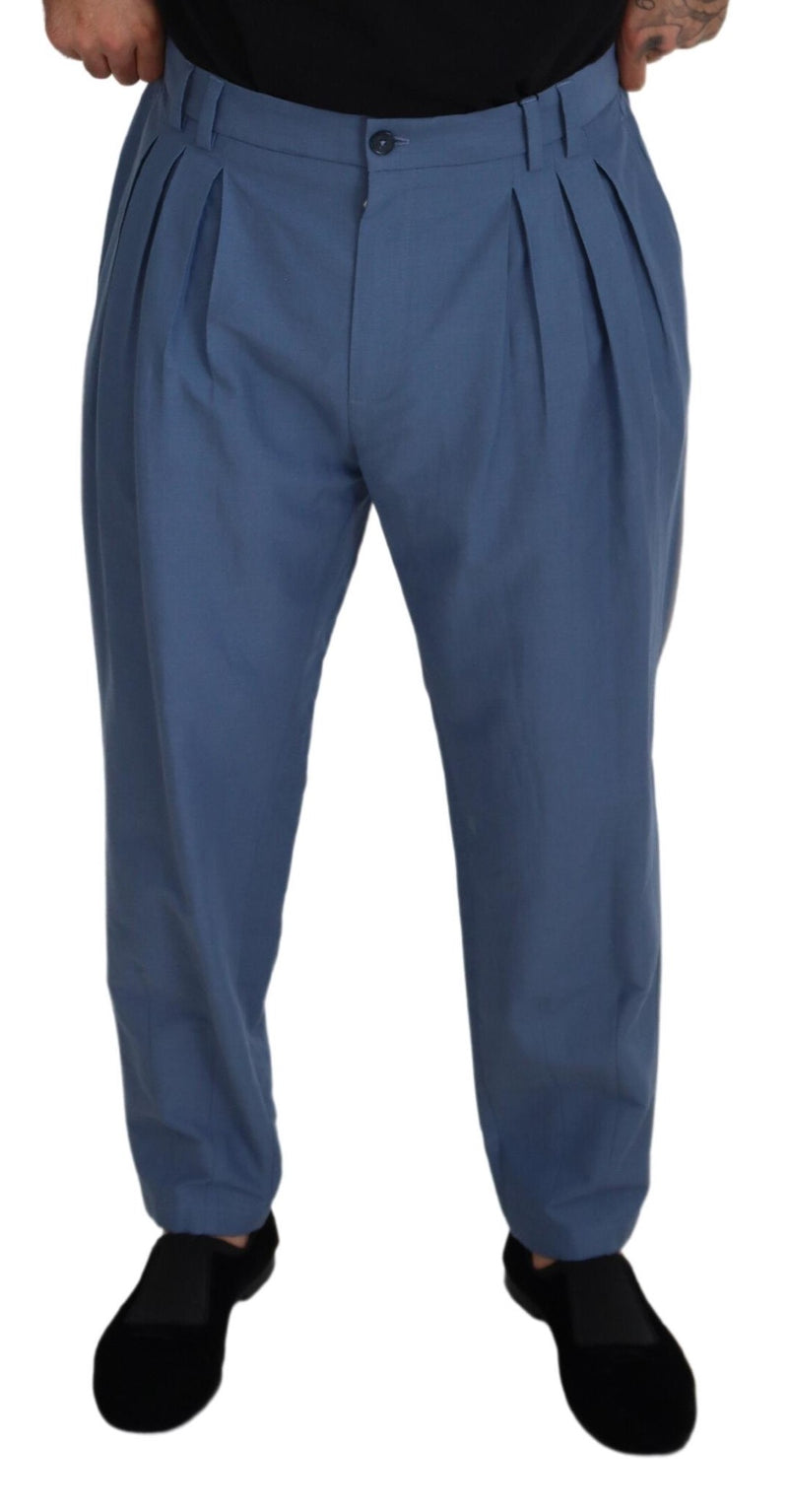 Pantalon Chino Formel en Lin Bleu de Dolce &amp; Gabbana