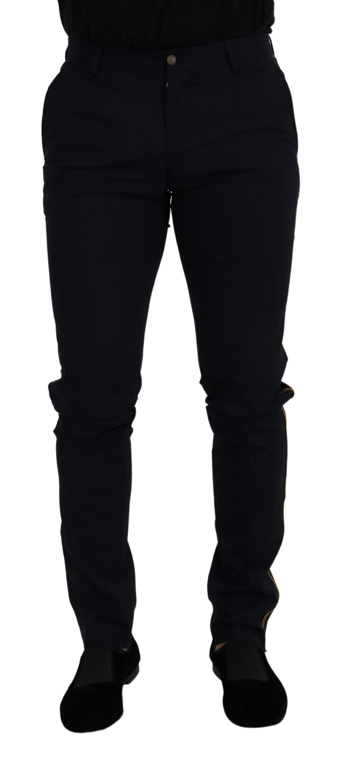 Pantalon habillé noir en laine, coupe slim, Dolce &amp; Gabbana