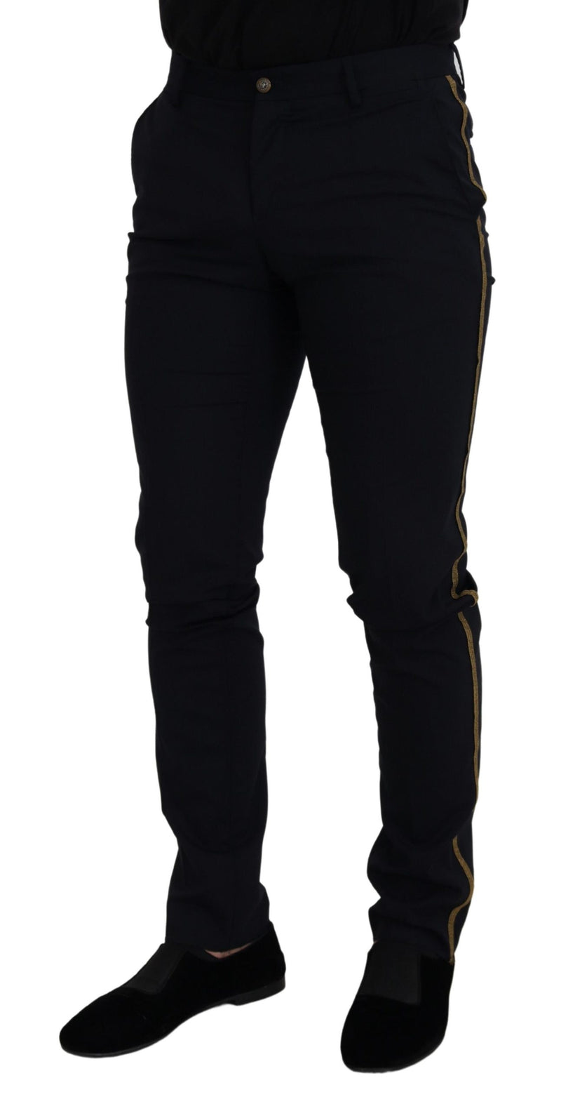 Pantalon habillé noir en laine, coupe slim, Dolce &amp; Gabbana