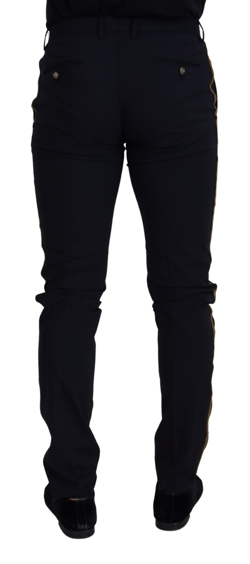 Pantalon habillé noir en laine, coupe slim, Dolce &amp; Gabbana