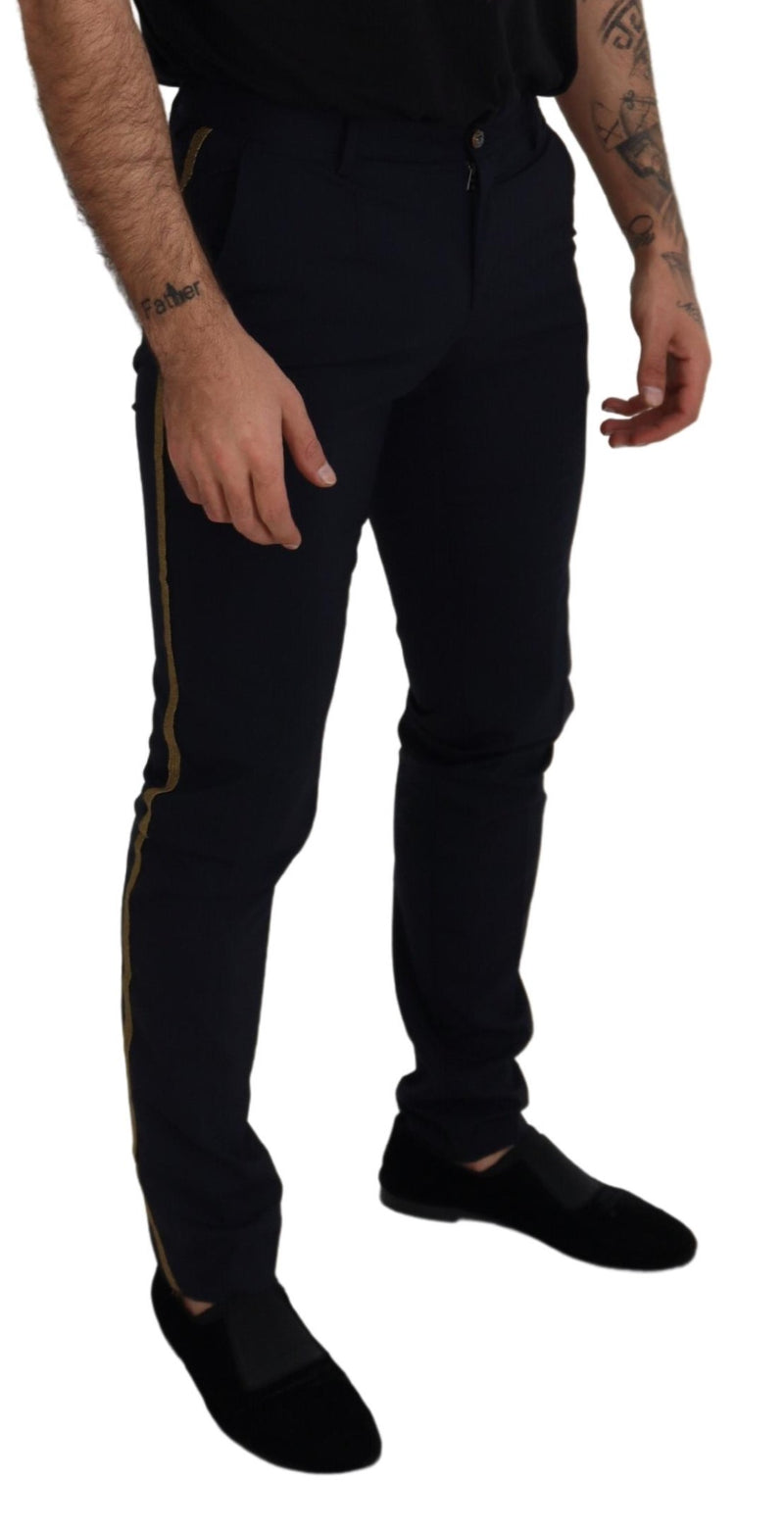 Pantalon habillé noir en laine, coupe slim, Dolce &amp; Gabbana