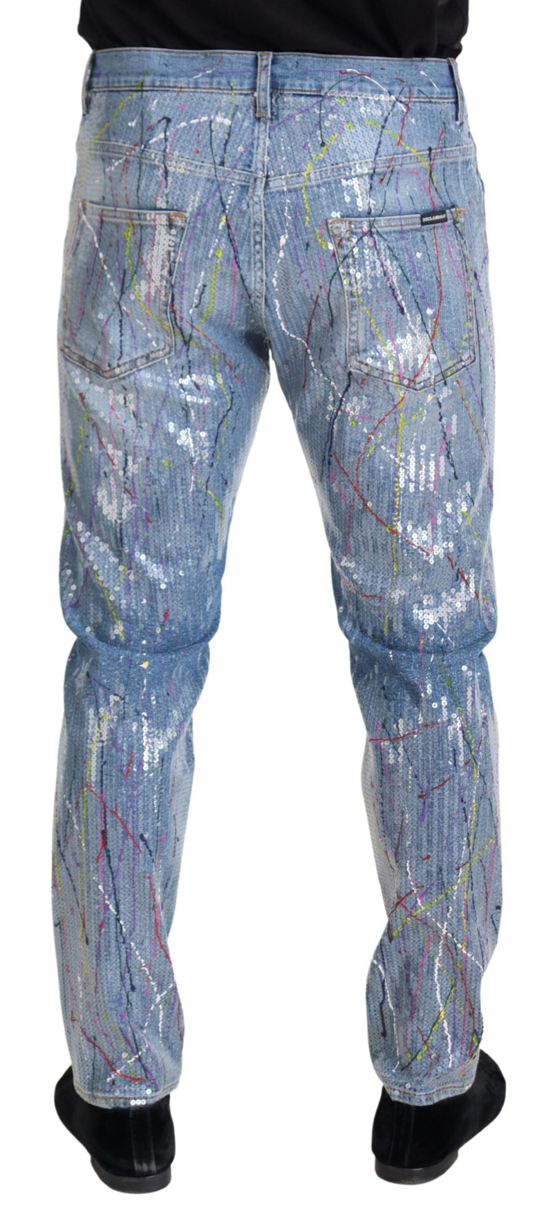 Jeans en jean bleu à imprimé coloré en coton de Dolce &amp; Gabbana