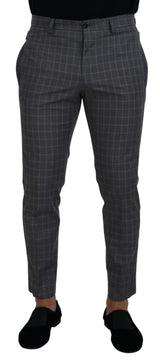 Pantalon chino à carreaux en coton gris de Dolce &amp; Gabbana