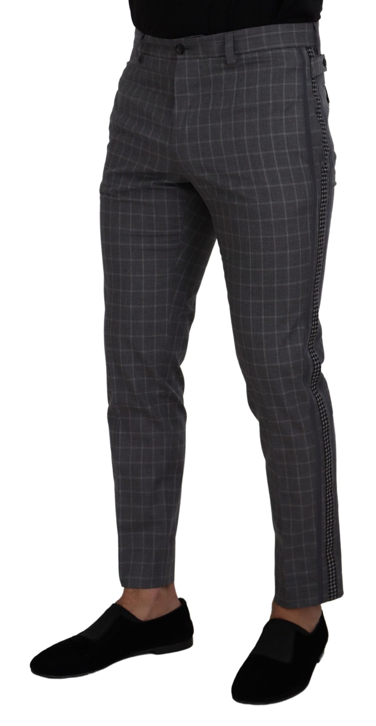 Pantalon chino à carreaux en coton gris de Dolce &amp; Gabbana