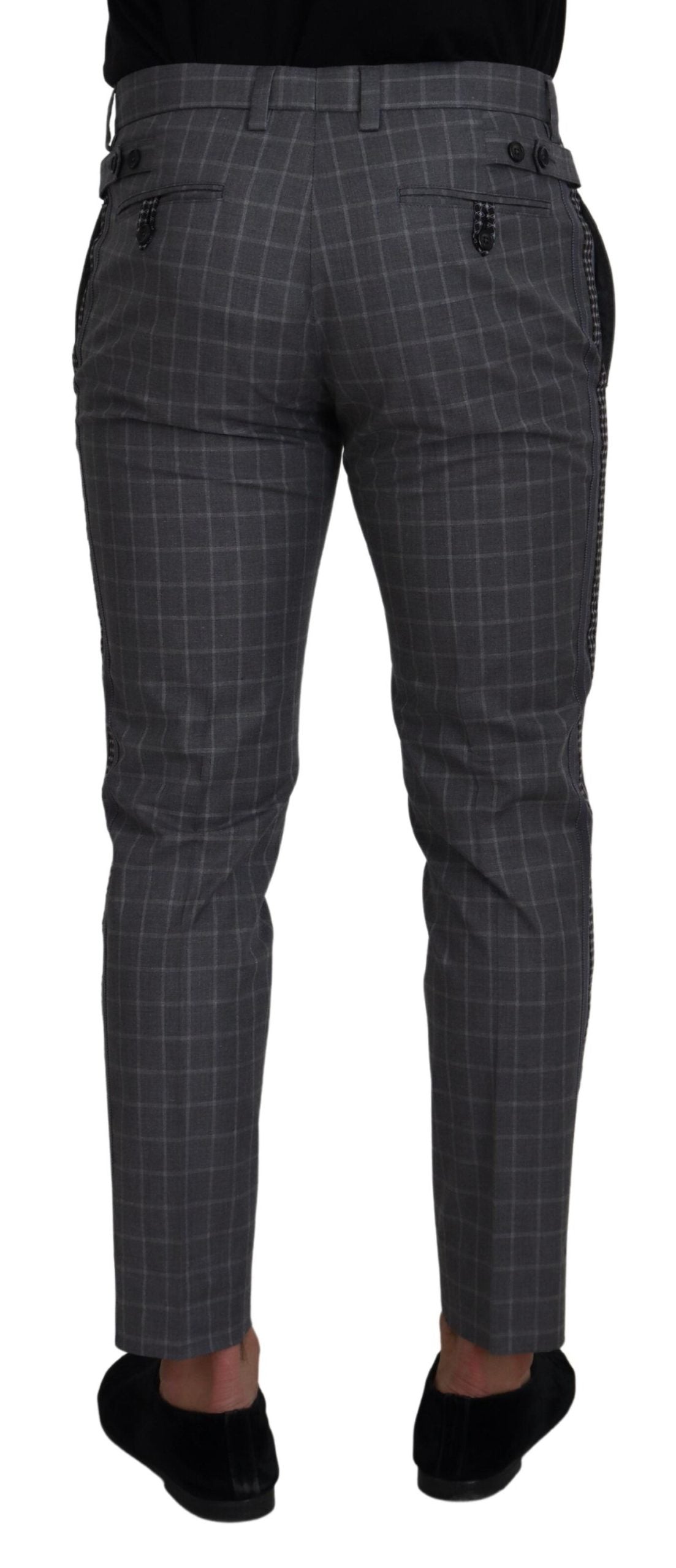 Pantalon chino à carreaux en coton gris de Dolce &amp; Gabbana