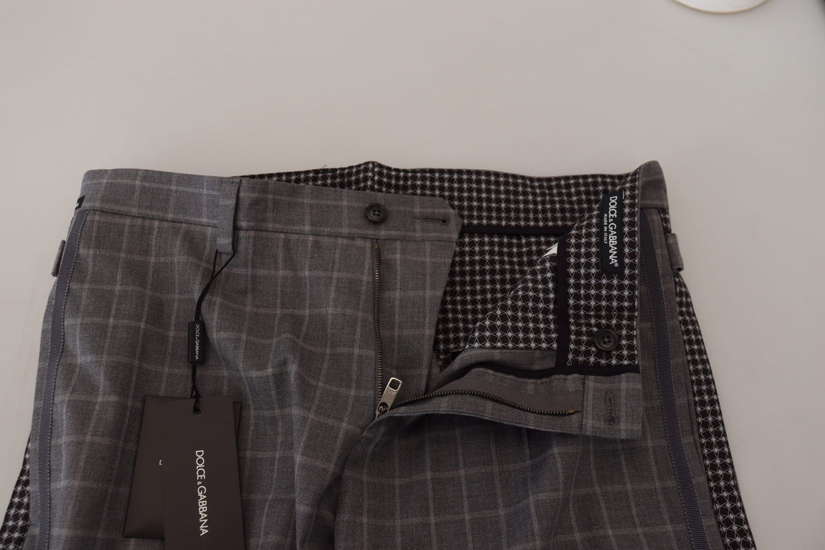 Pantalon chino à carreaux en coton gris de Dolce &amp; Gabbana