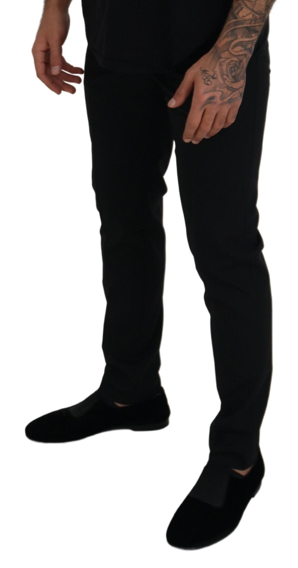 Dolce & Gabbana zwarte polyester chino broek voor heren