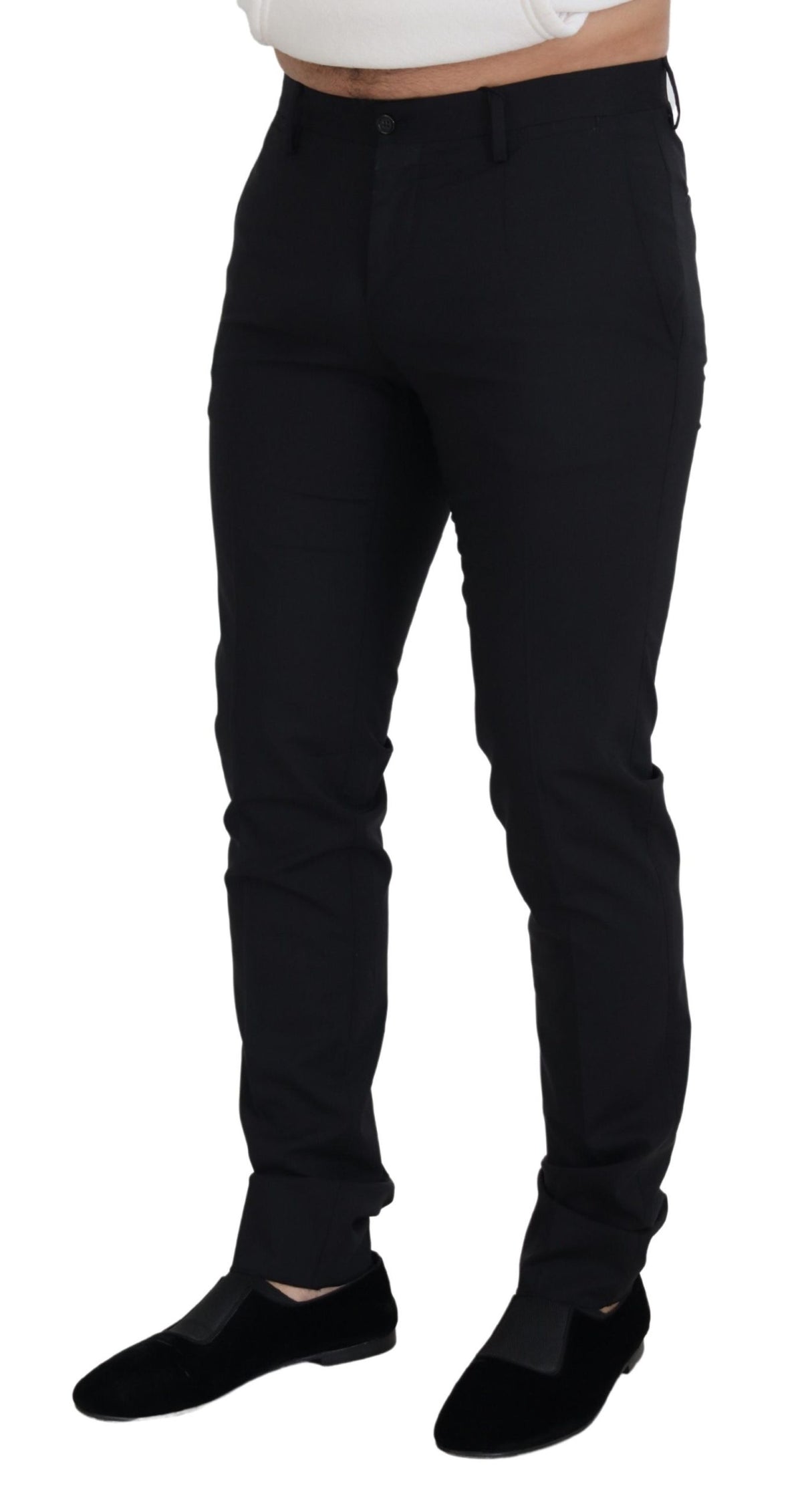 Pantalon Chino Formel en Laine Noire Dolce &amp; Gabbana
