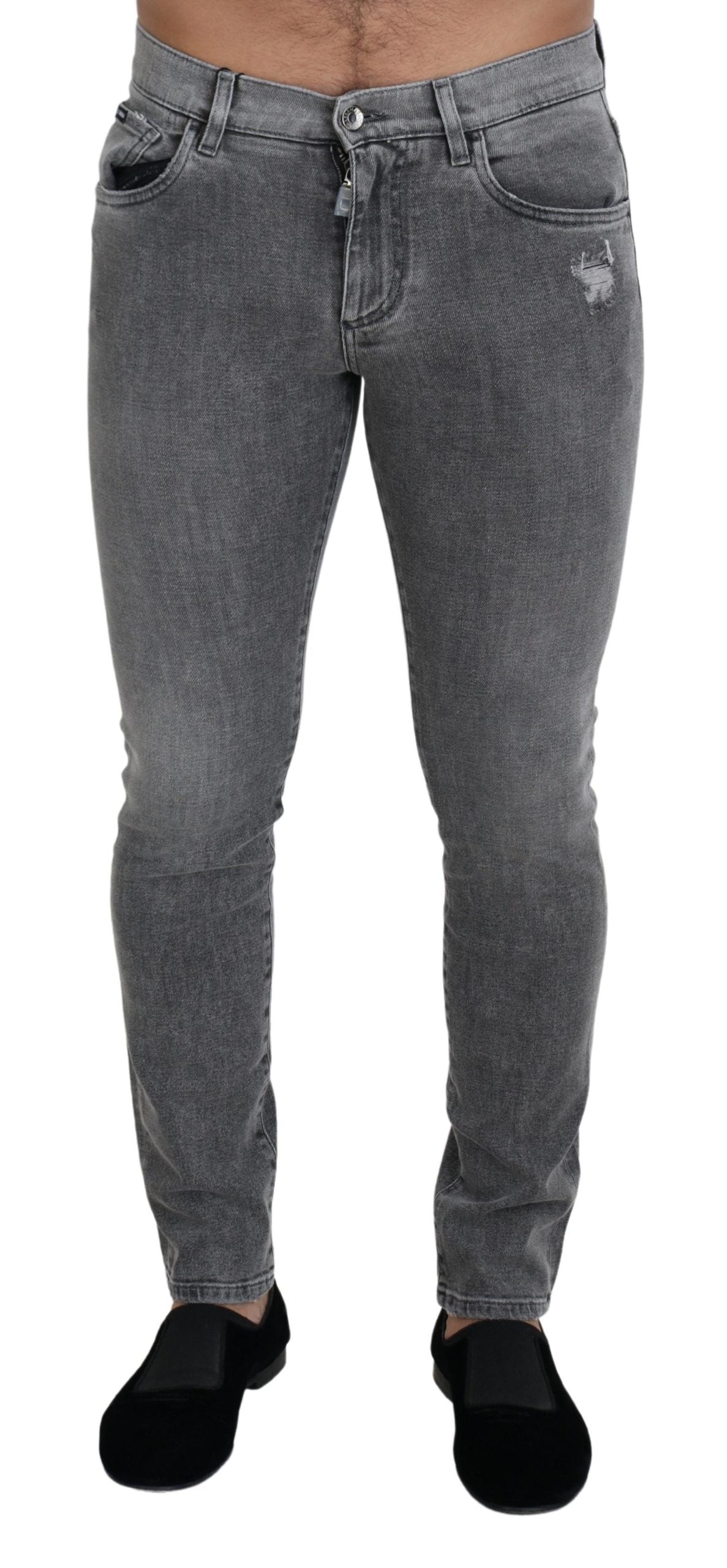 Jeans skinny en coton délavé gris de Dolce &amp; Gabbana