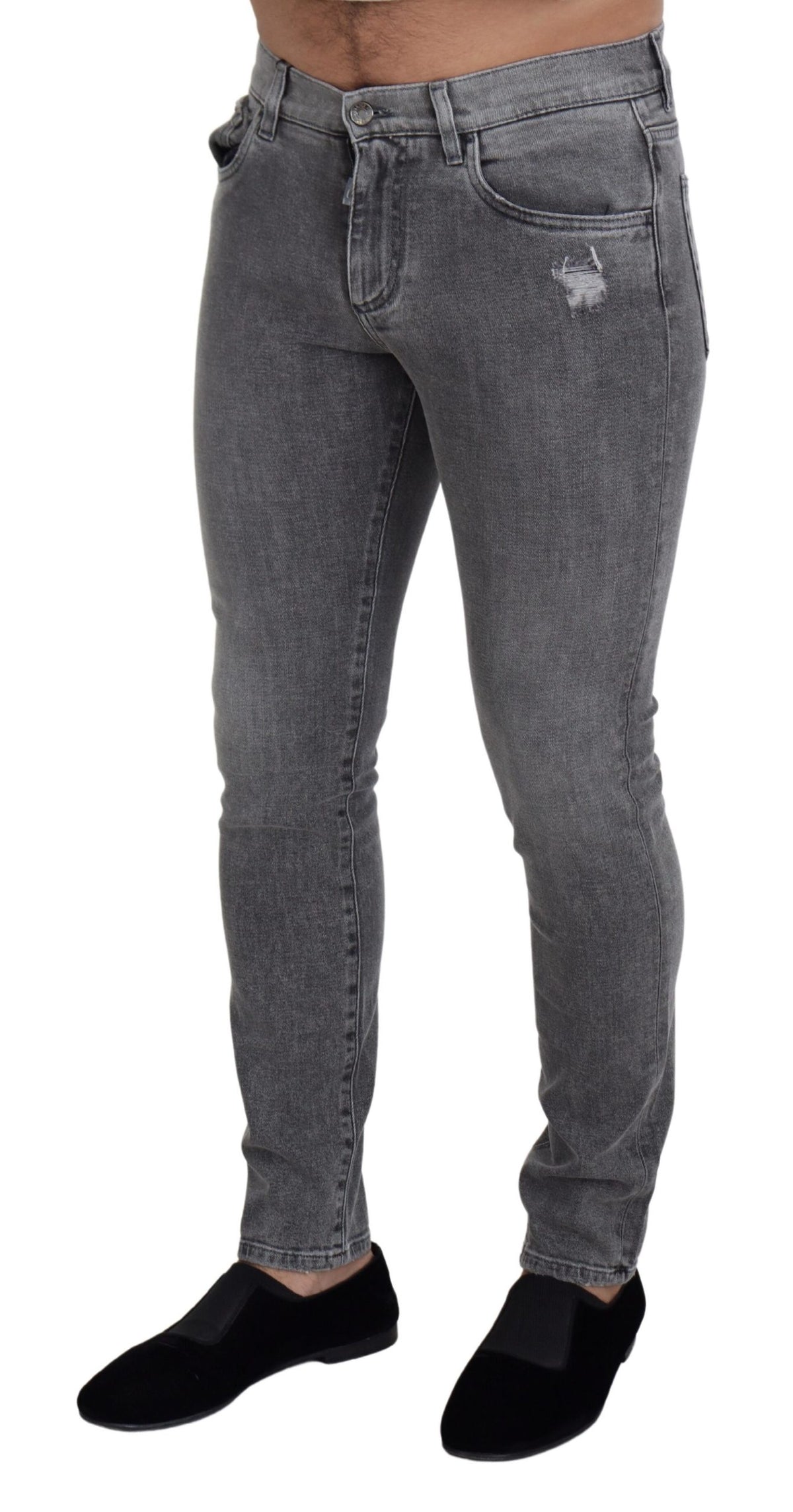 Jeans skinny en coton délavé gris de Dolce &amp; Gabbana