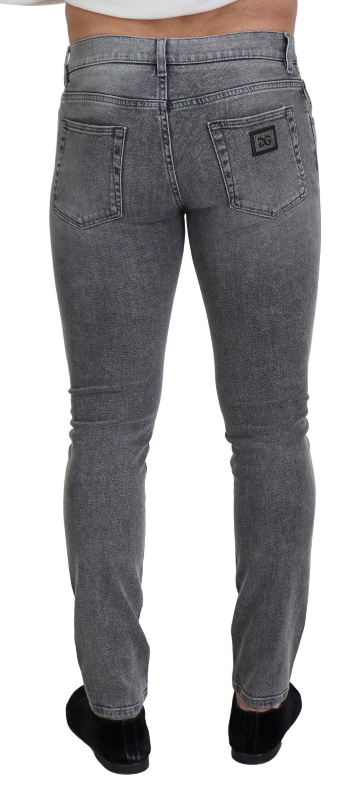 Jeans skinny en coton délavé gris de Dolce &amp; Gabbana