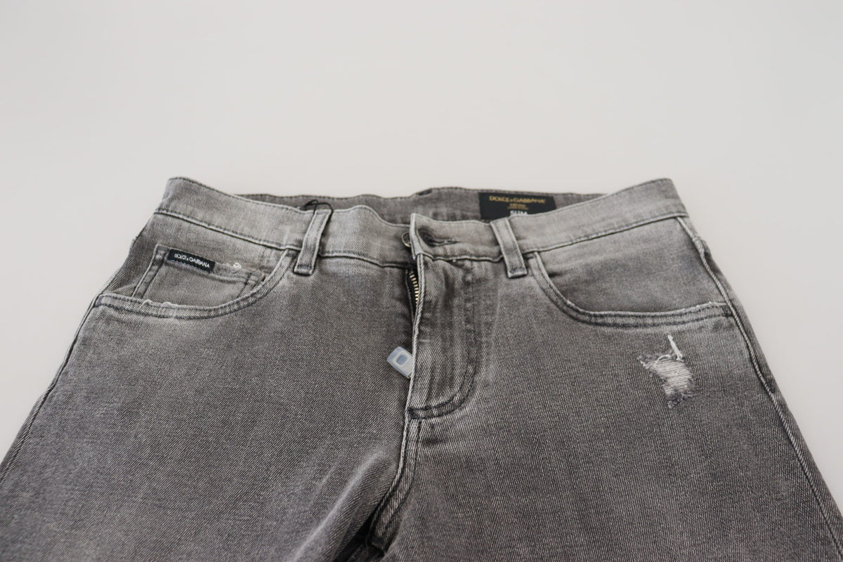 Jeans skinny en coton délavé gris de Dolce &amp; Gabbana