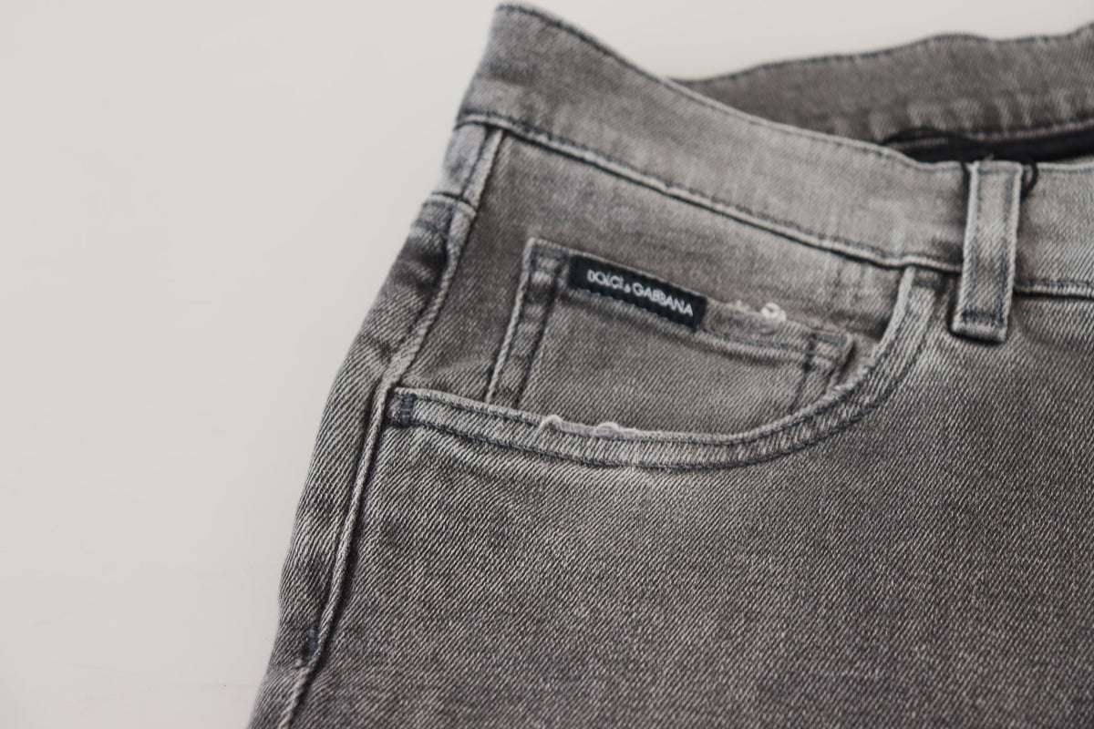 Jeans skinny en coton délavé gris de Dolce &amp; Gabbana