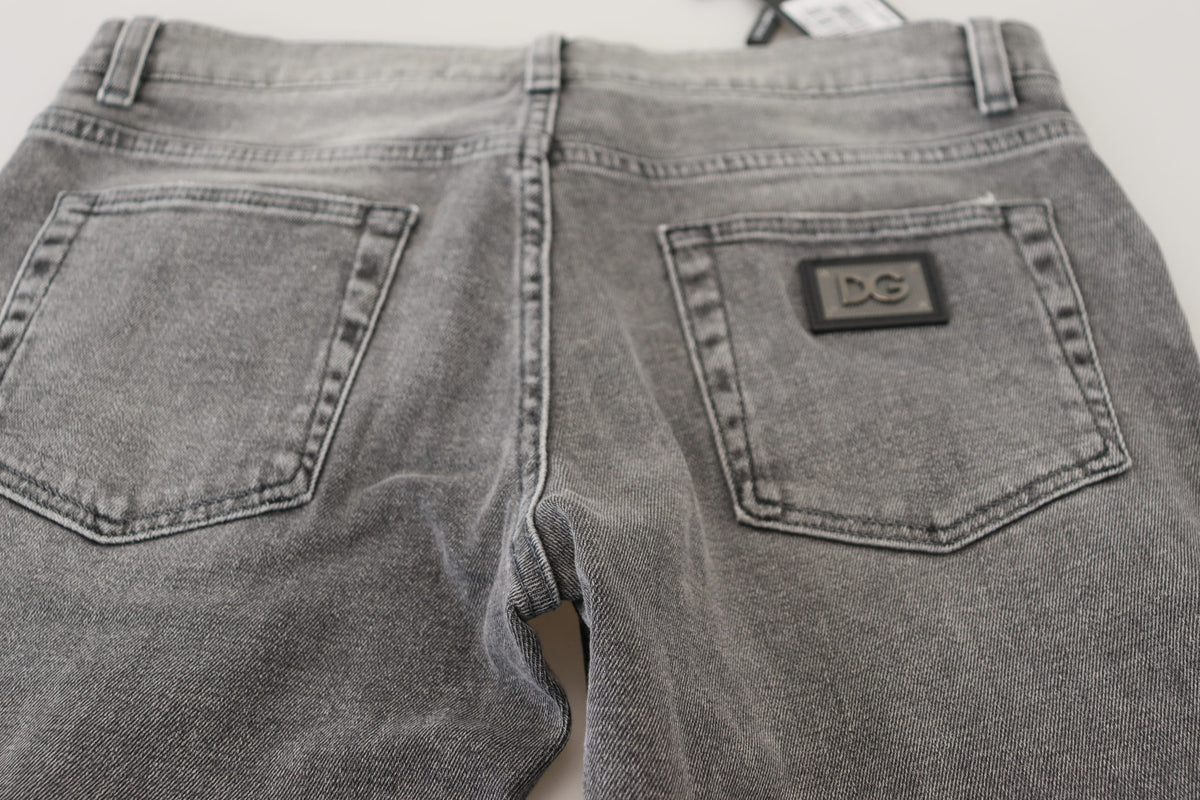 Jeans skinny en coton délavé gris de Dolce &amp; Gabbana