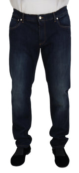 Jeans en jean décontracté à coupe droite en coton bleu de Dolce &amp; Gabbana