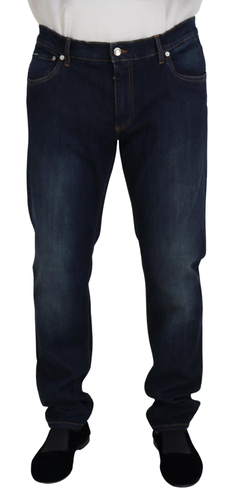Jeans en jean décontracté à coupe droite en coton bleu de Dolce &amp; Gabbana
